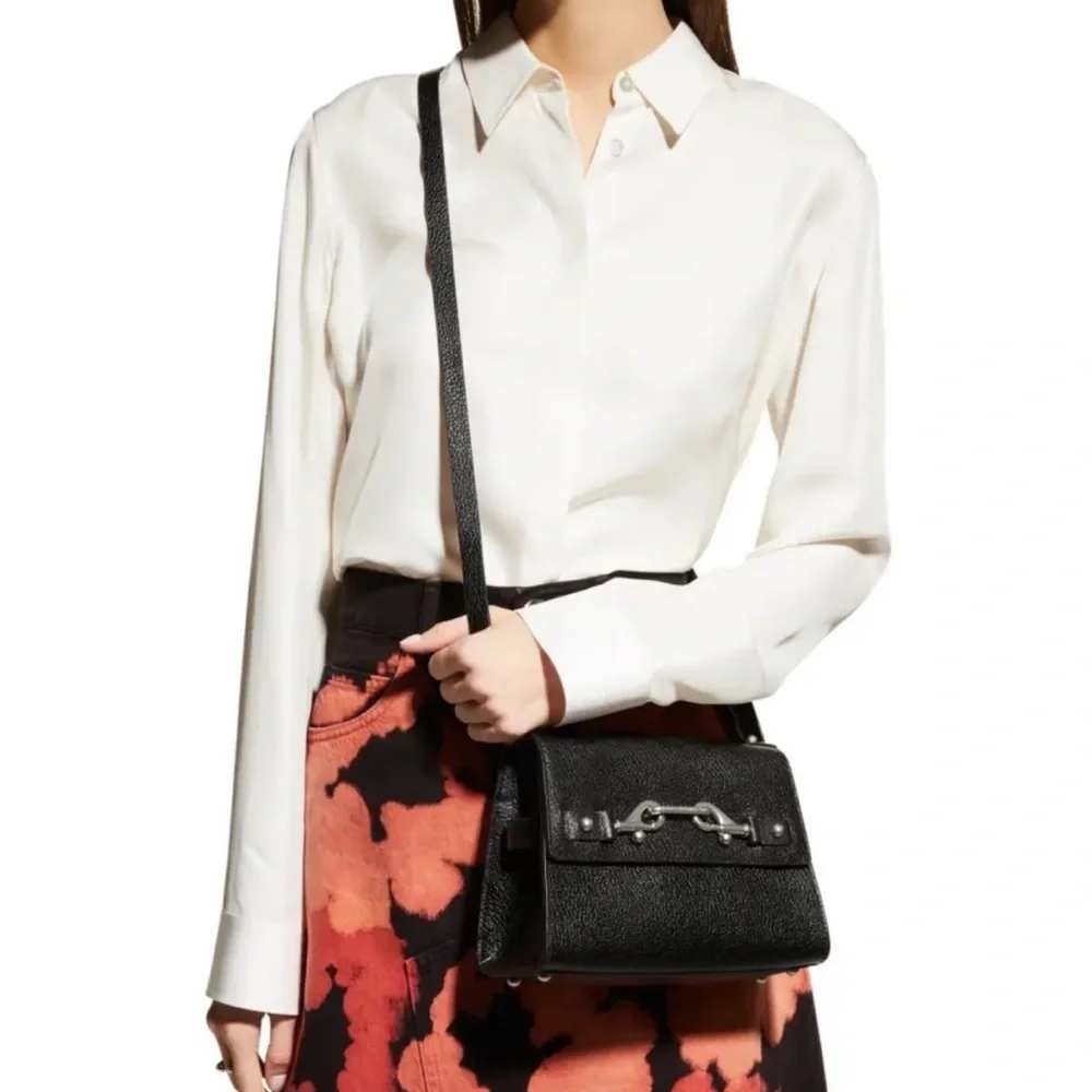 $250+ Rebecca Minkoff Lou Top Handle Crossbody Black Pebbled Leather Handbag